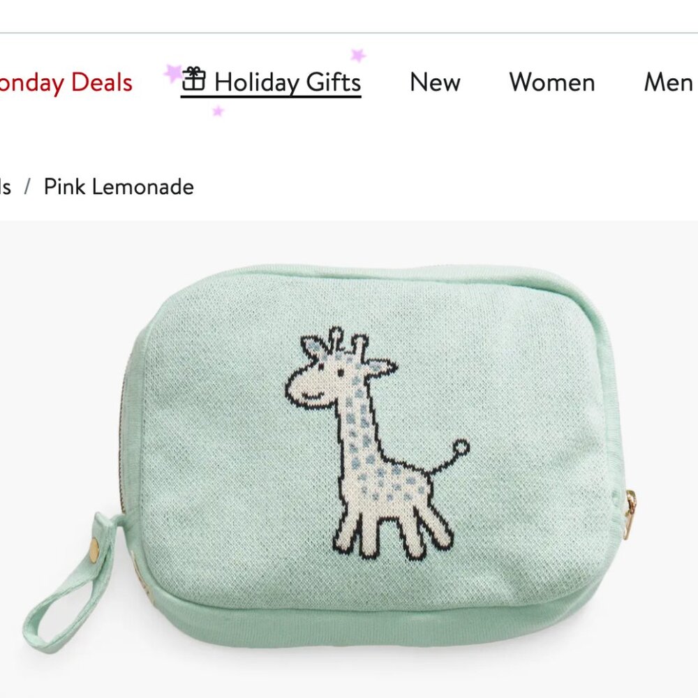 Pink Lemonade Petite Giraffe Organic Cotton Baby Blanket & Travel Pouch Set